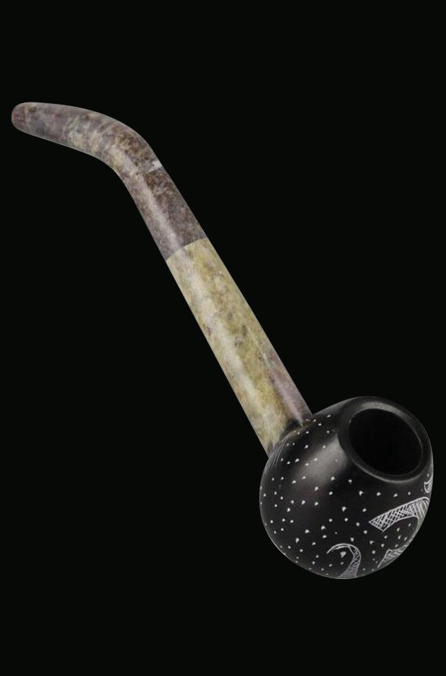 Exquisite Hand - Carved Stone Pipe with OM Symbol