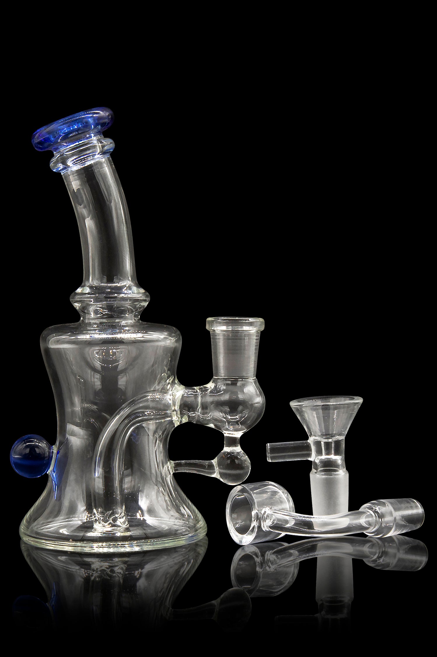 Blue Ball Marble-Studded Dab Rig with Colorful Accents