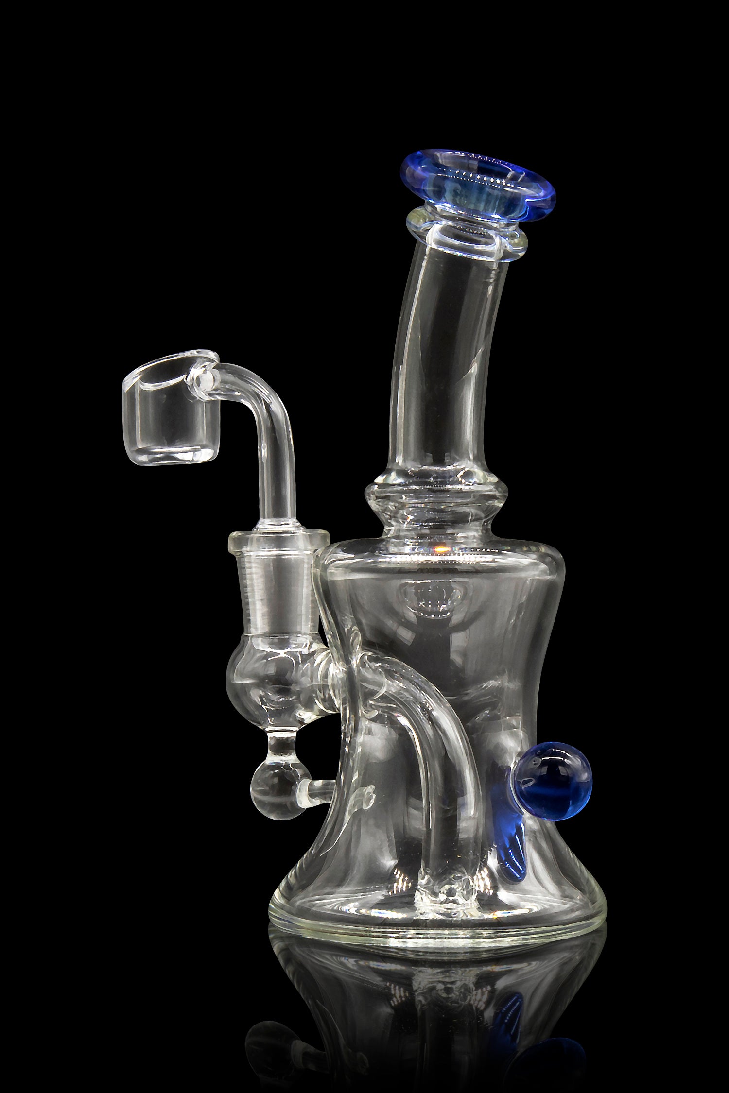 Blue Ball Marble-Studded Dab Rig with Colorful Accents