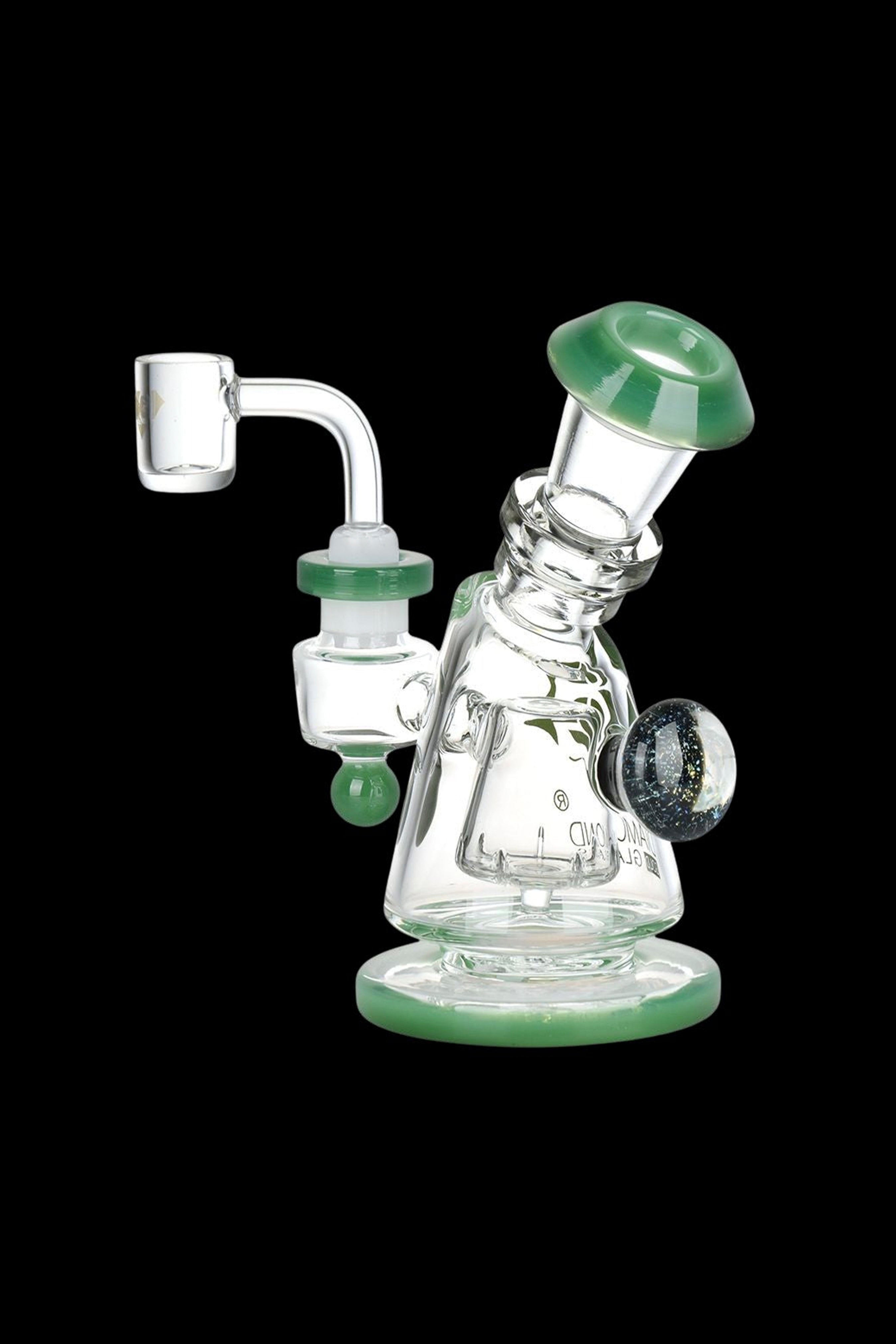 Stunning Diamond Glass Gold Hammer Perc Dab Rig