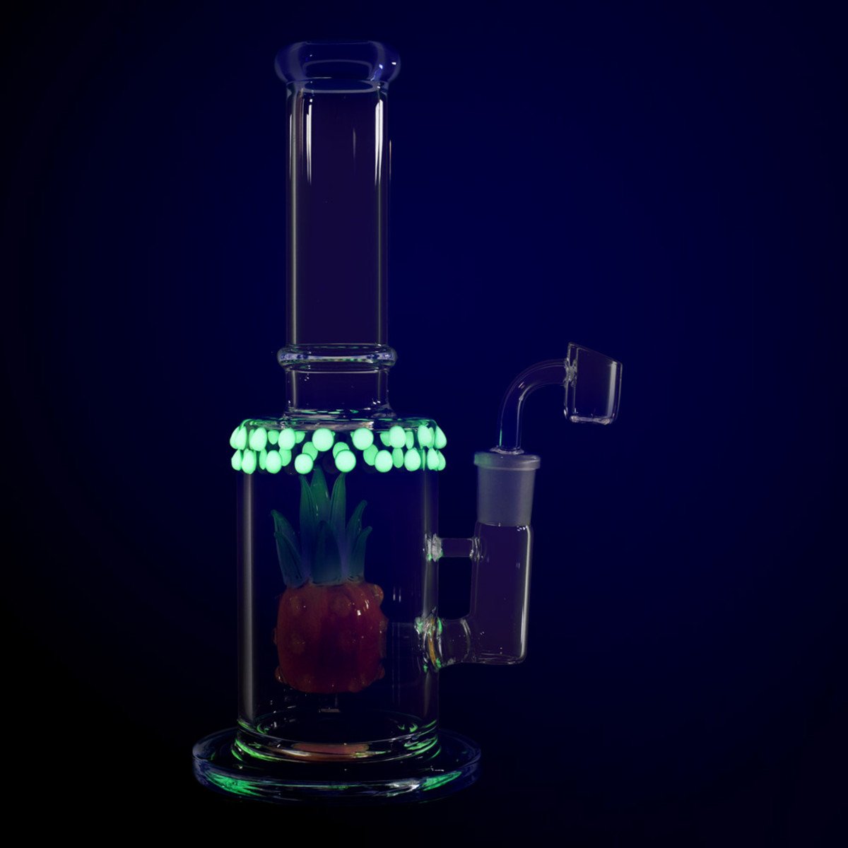 Eye-Catching Pineapple Perc Dab Rig with UV Glow