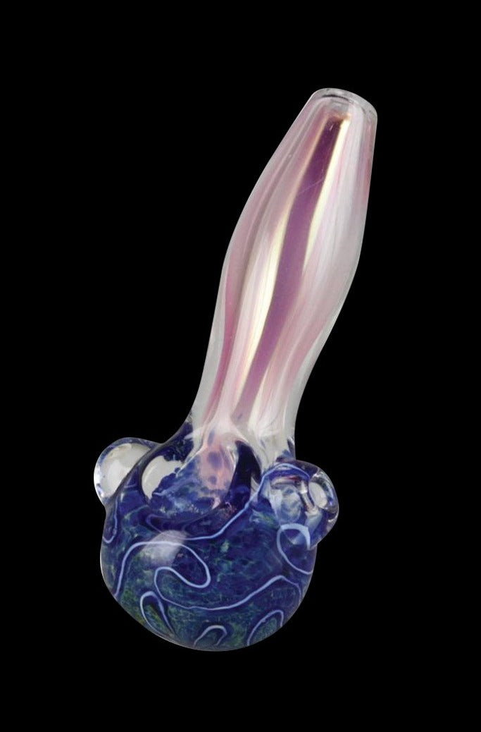 Stunning Gold Fumed Blue Head Hand Pipe - A Must-Have!