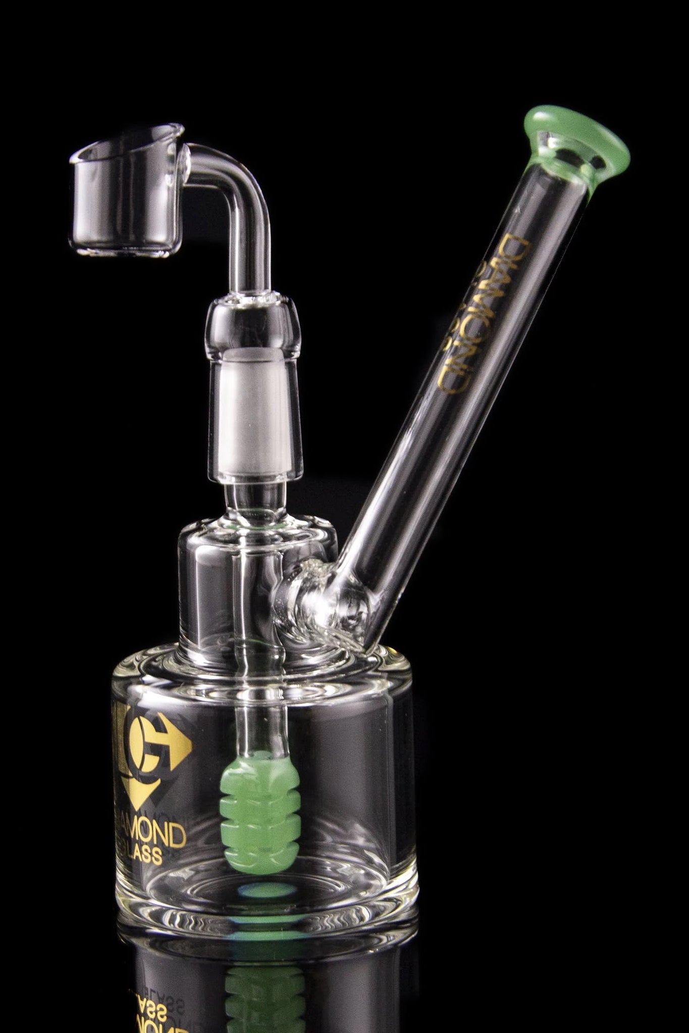 Gorgeous Diamond Glass Birthday Cake Sidecar Dab Rig with Quartz Banger