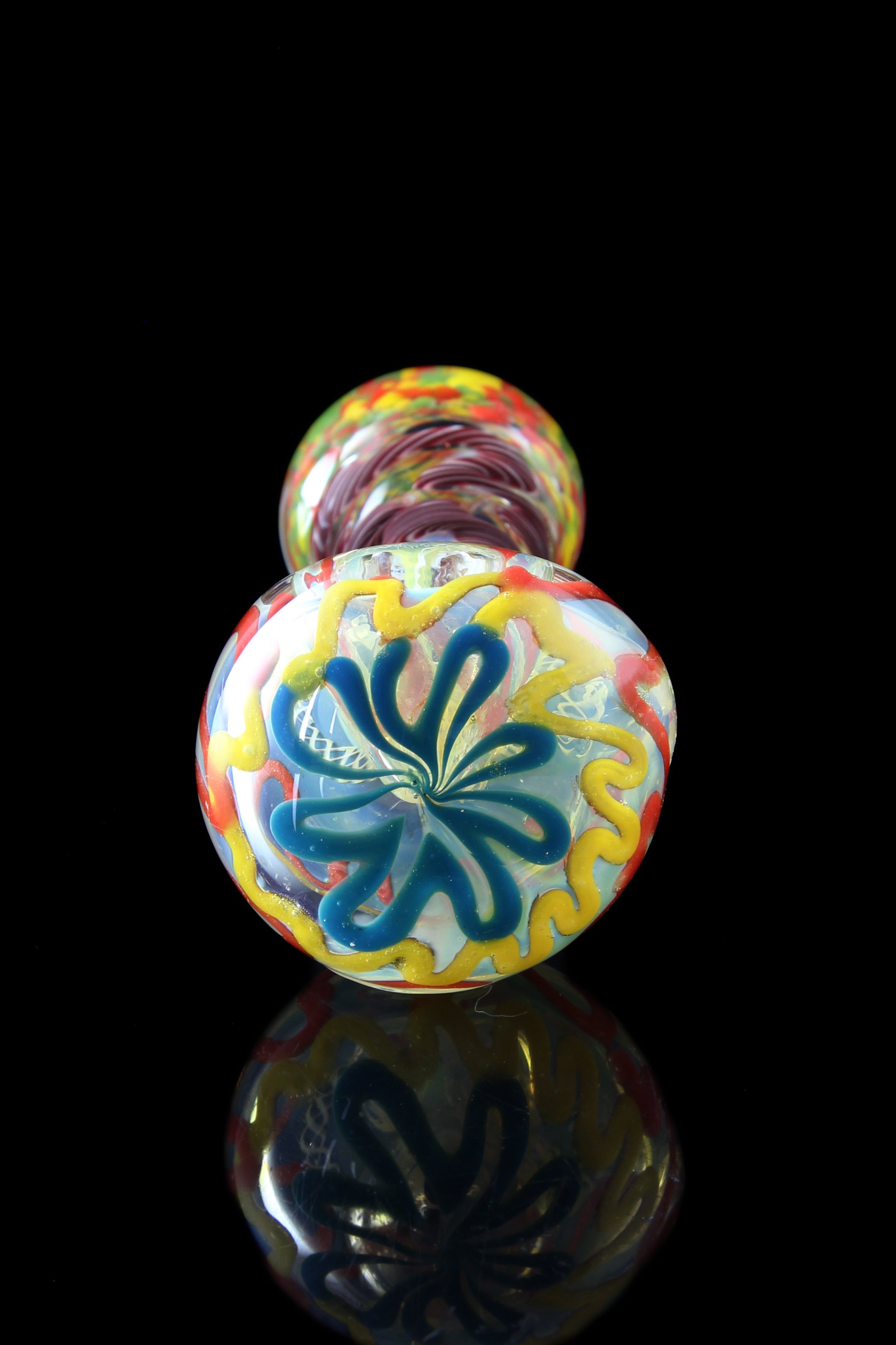 Stunning Trumpet Fume Colored Rasta Glass Spoon Pipe