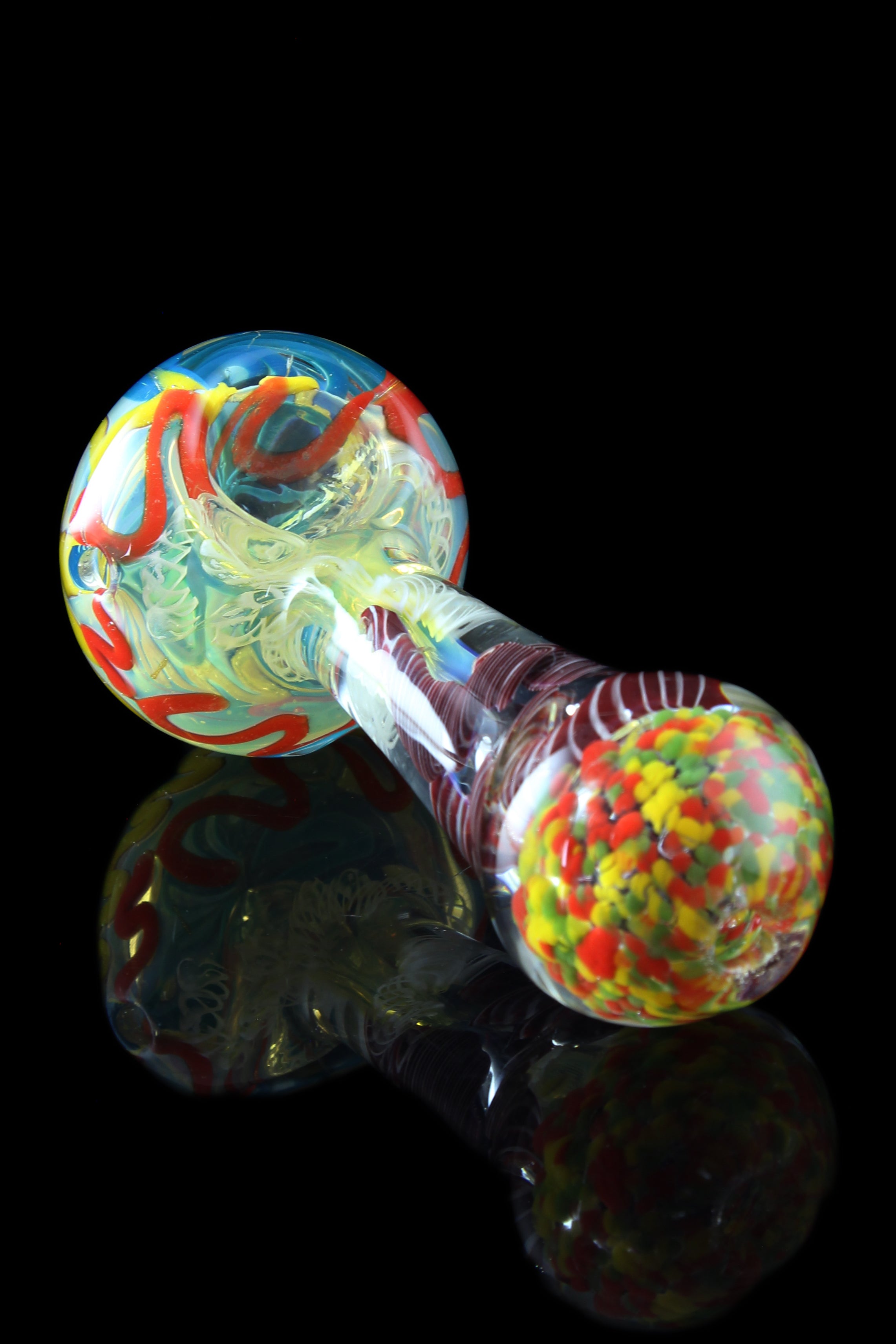 Stunning Trumpet Fume Colored Rasta Glass Spoon Pipe