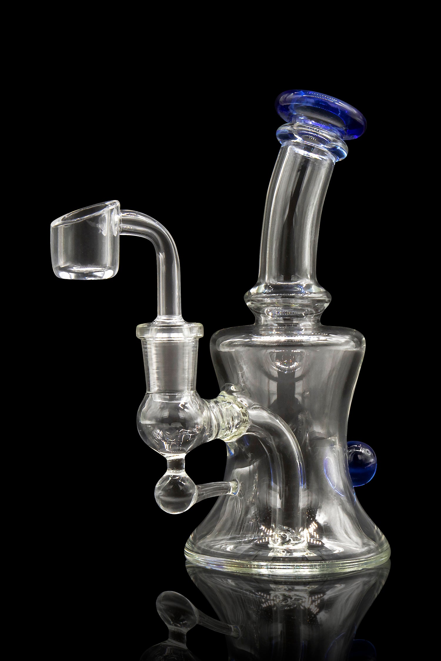 Blue Ball Marble-Studded Dab Rig with Colorful Accents