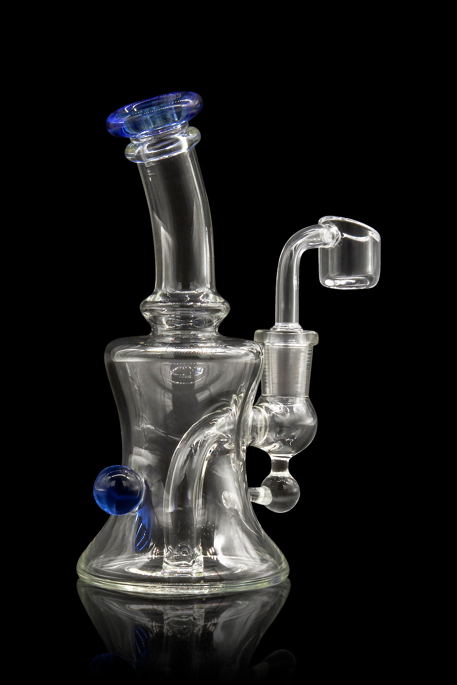 Blue Ball Marble-Studded Dab Rig with Colorful Accents