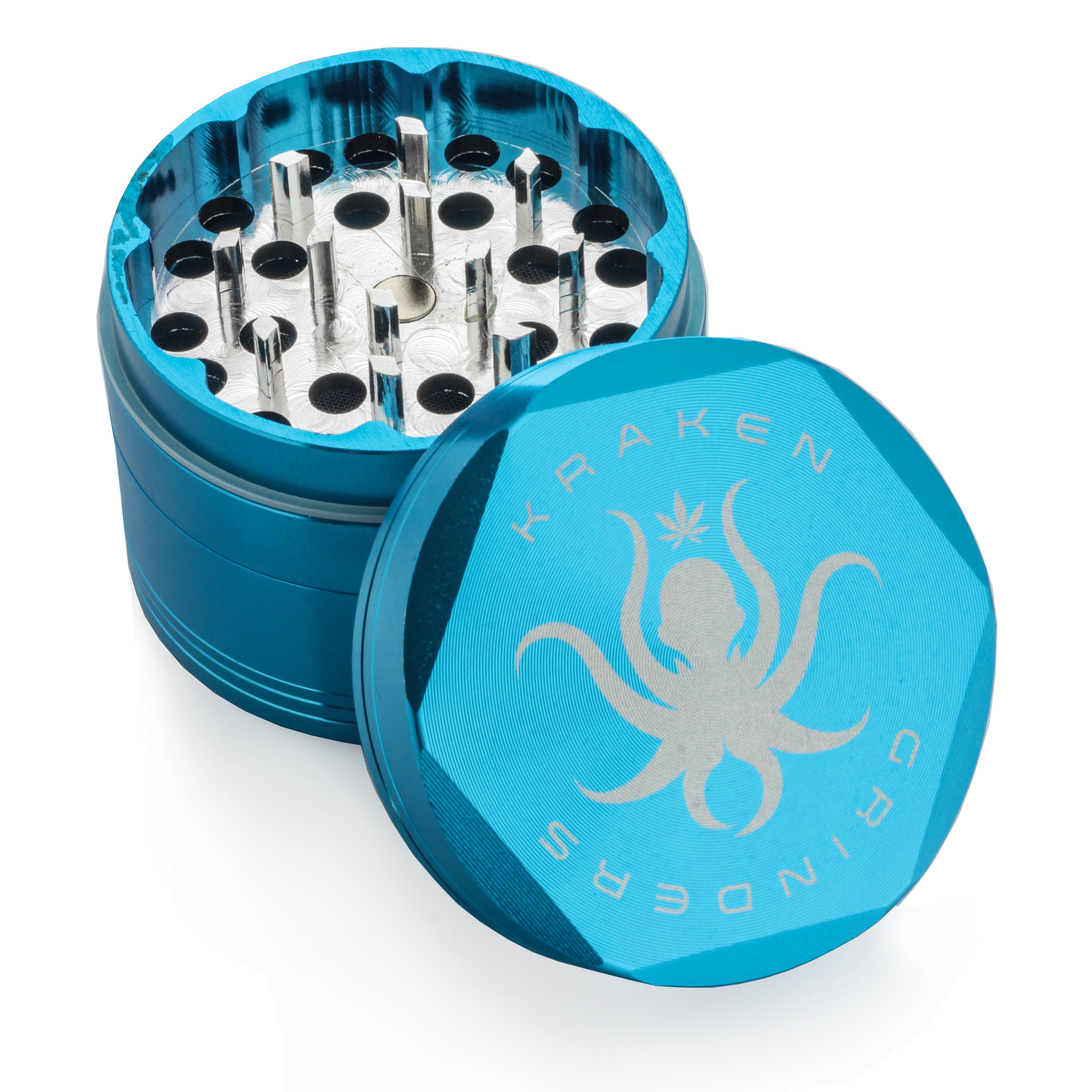 Unleash the Kraken! 2.5 Hex Ridge 4-Piece Grinder with Pollen Screen