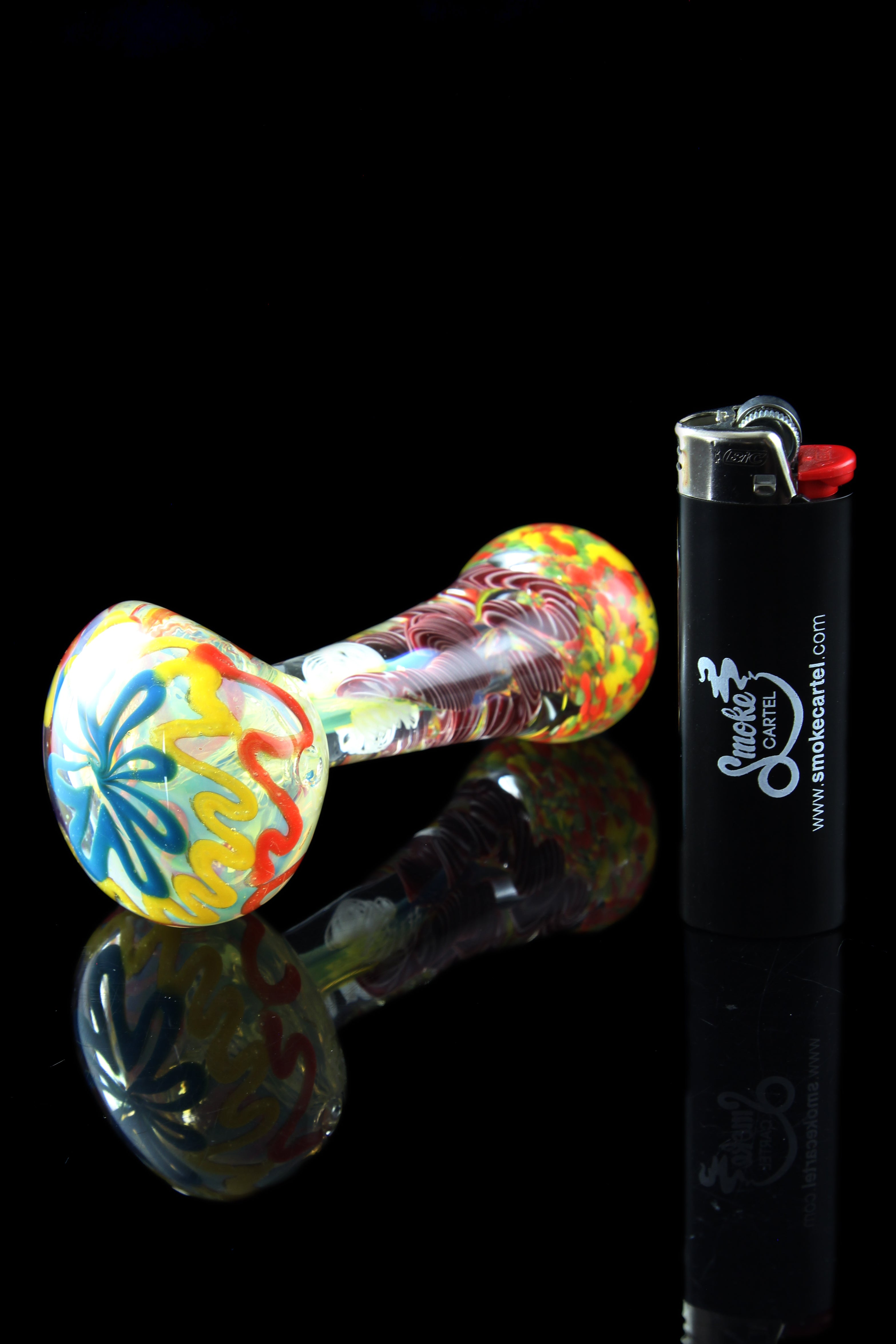 Stunning Trumpet Fume Colored Rasta Glass Spoon Pipe