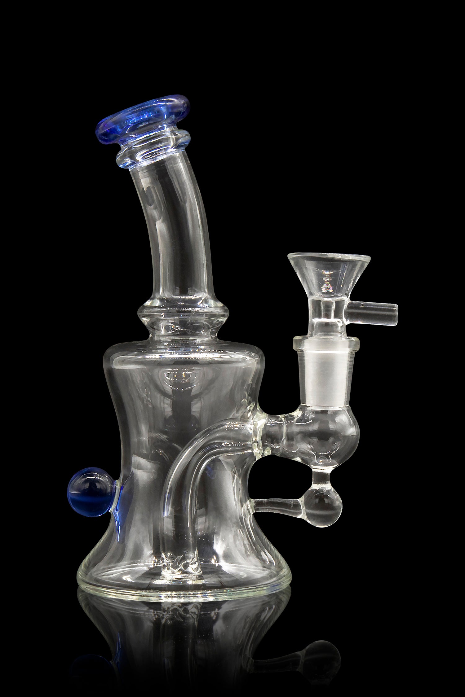 Blue Ball Marble-Studded Dab Rig with Colorful Accents