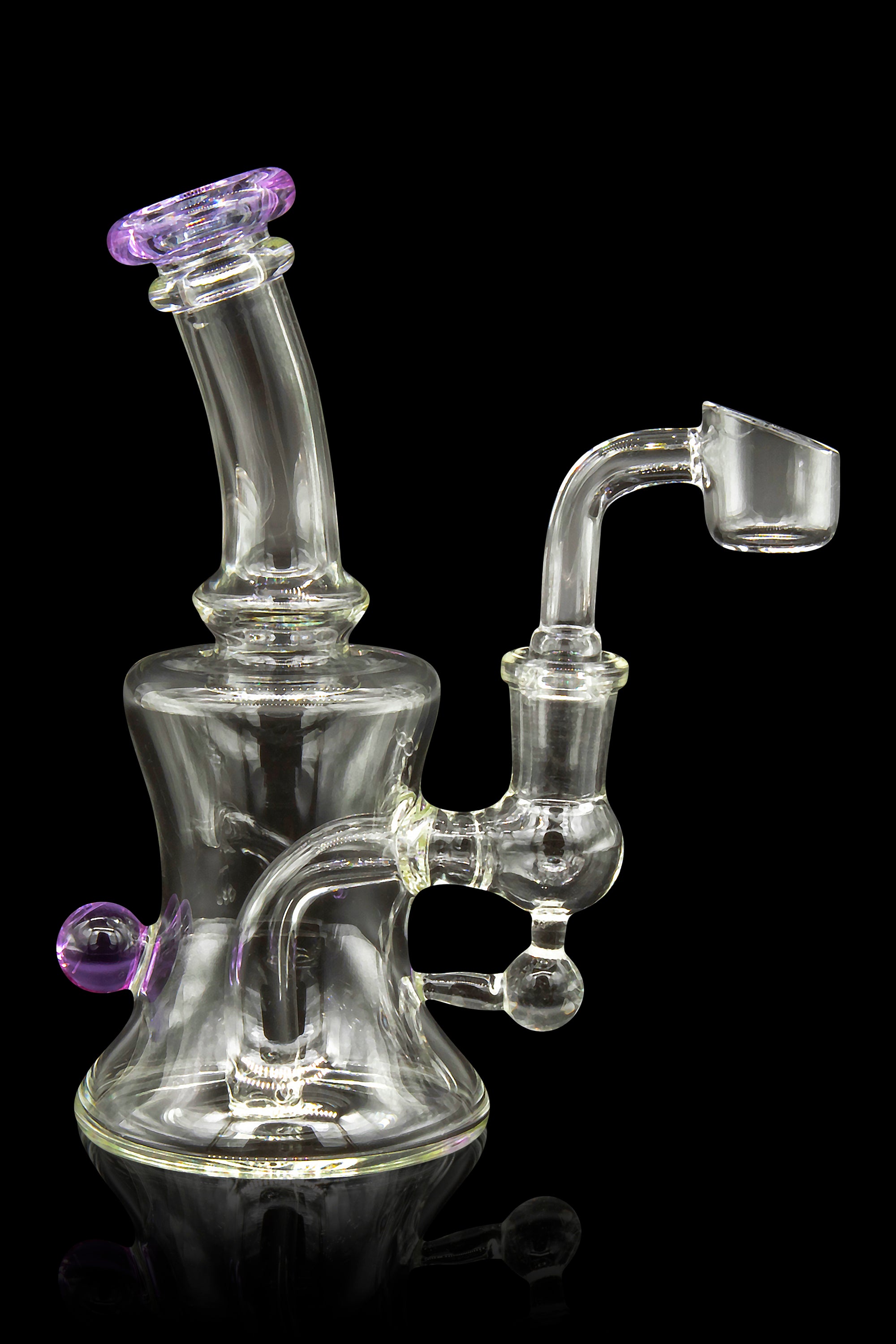 Blue Ball Marble-Studded Dab Rig with Colorful Accents