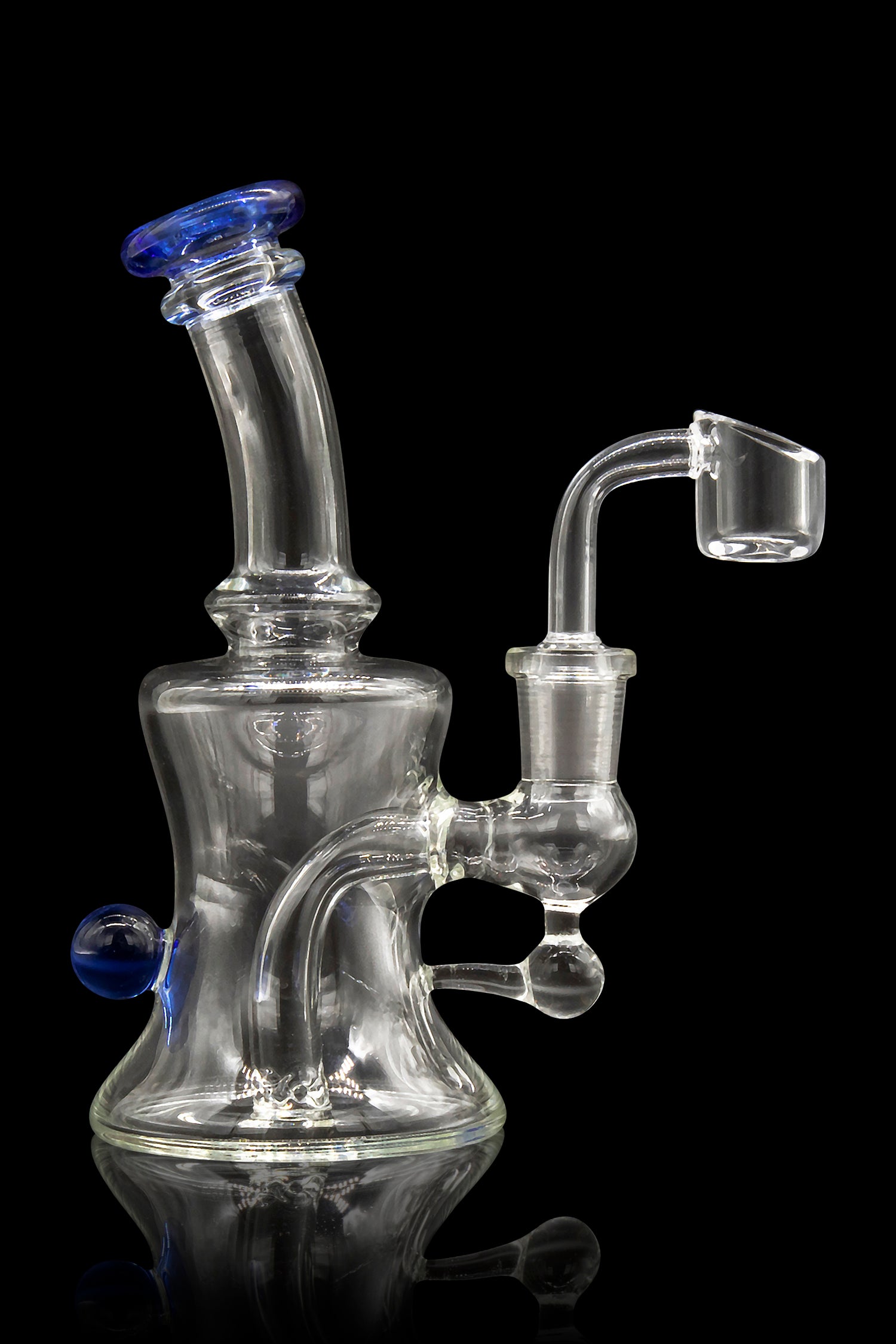 Blue Ball Marble-Studded Dab Rig with Colorful Accents