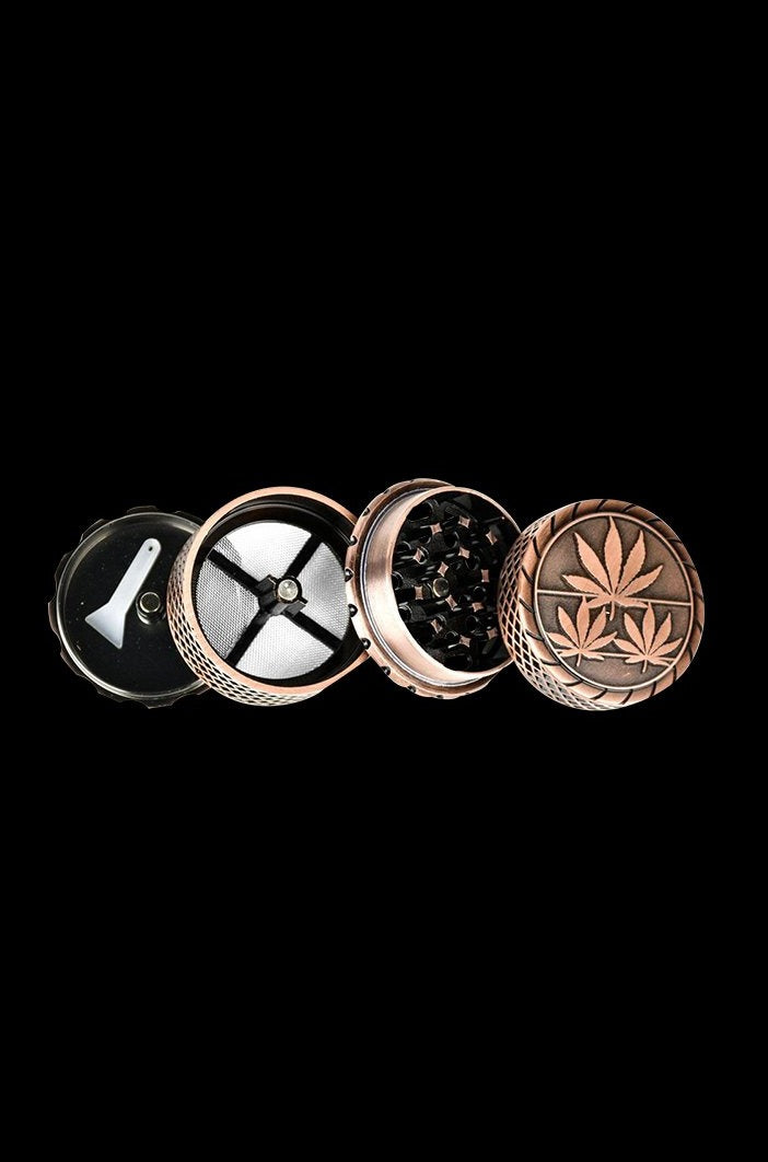 6-Pack of 4-Piece Metal Grinders with Hemp Leaf Design