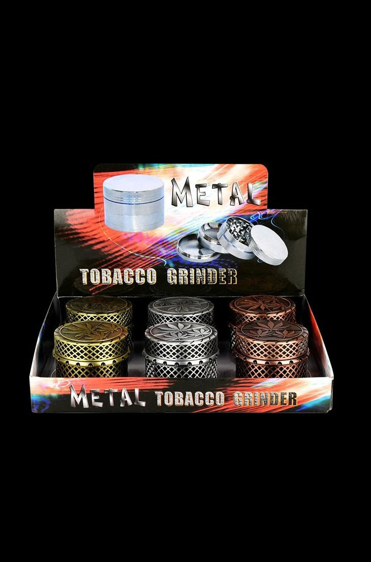 6-Pack of 4-Piece Metal Grinders with Hemp Leaf Design