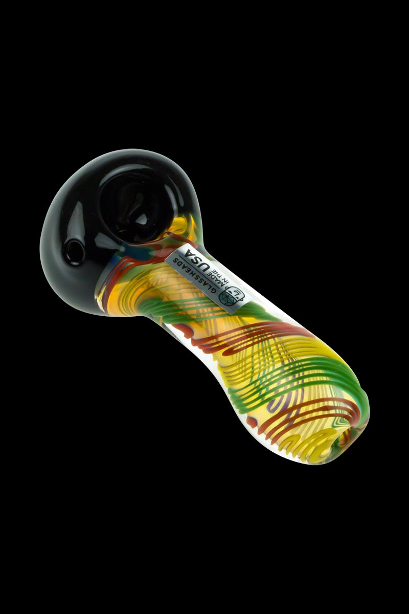 GlassHeads Rasta Fumed Black Spoon Pipe - A Tribute to Rasta Culture