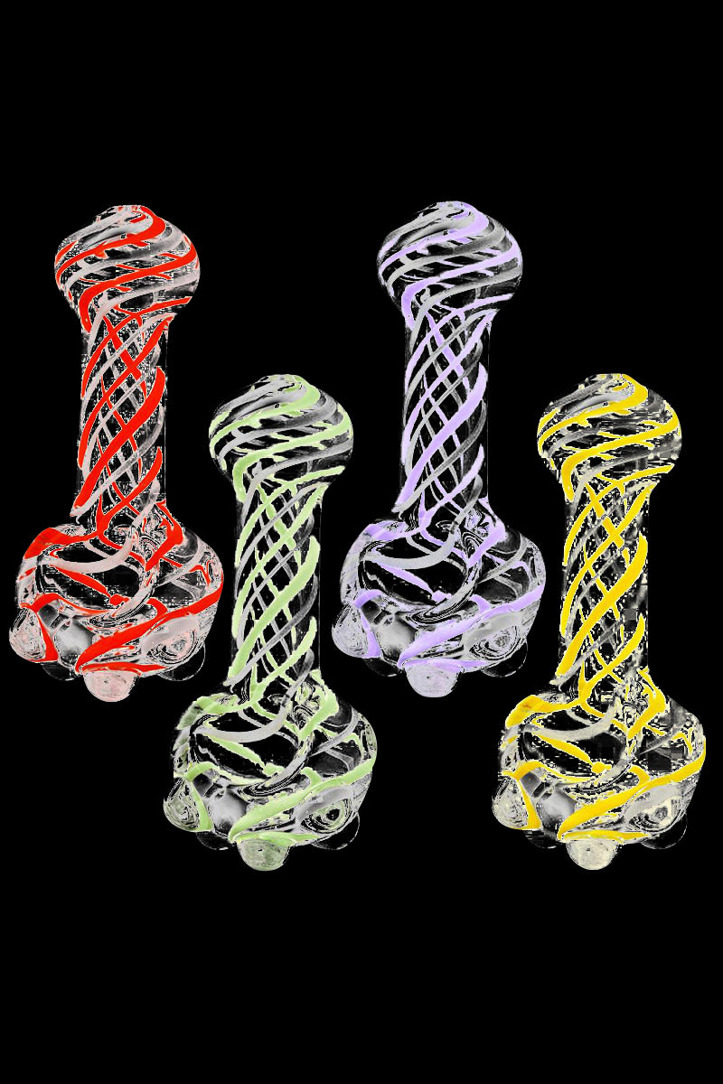 Eye-Catching Neon Spiral Clear Hand Pipe with Marbles