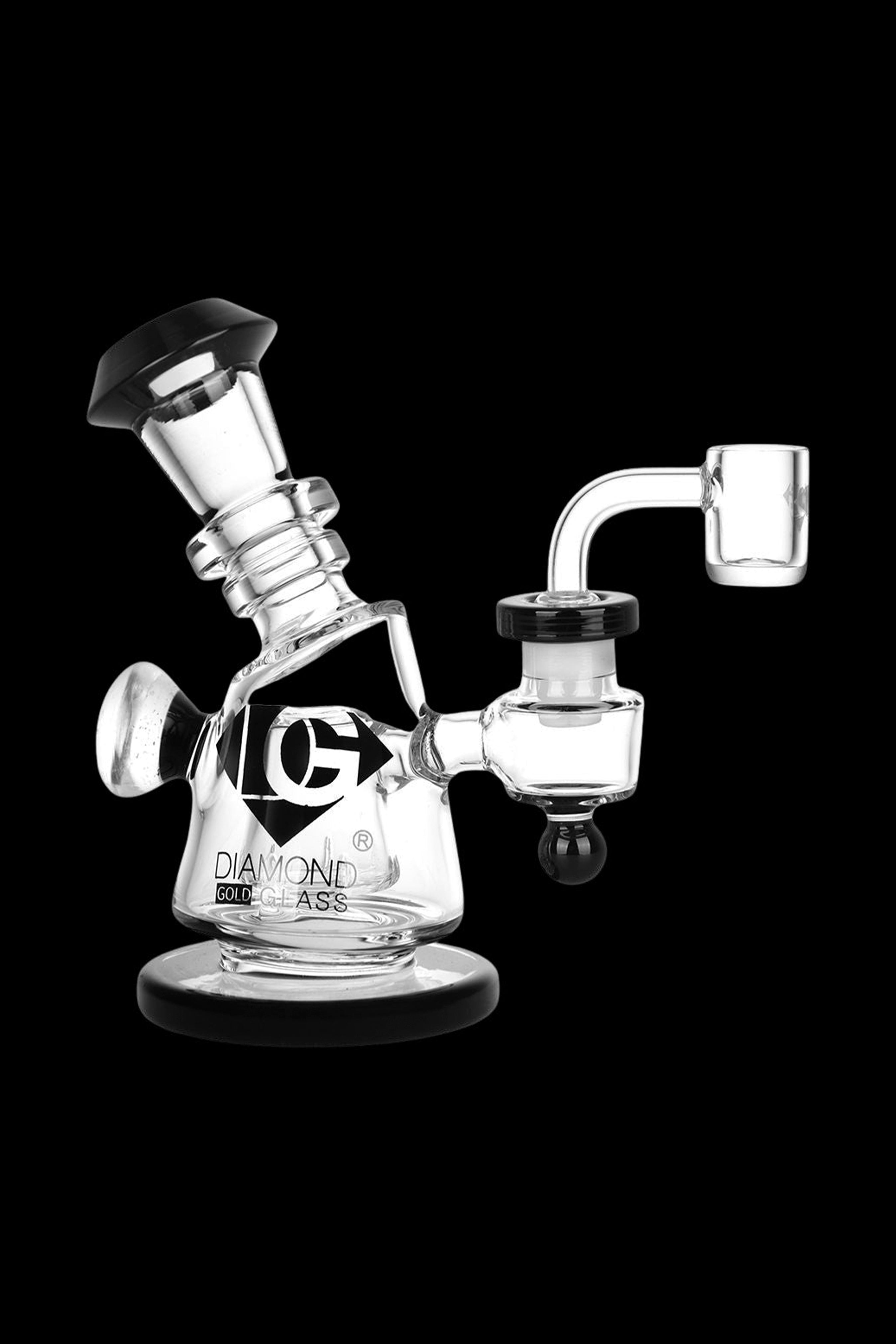Stunning Diamond Glass Gold Hammer Perc Dab Rig