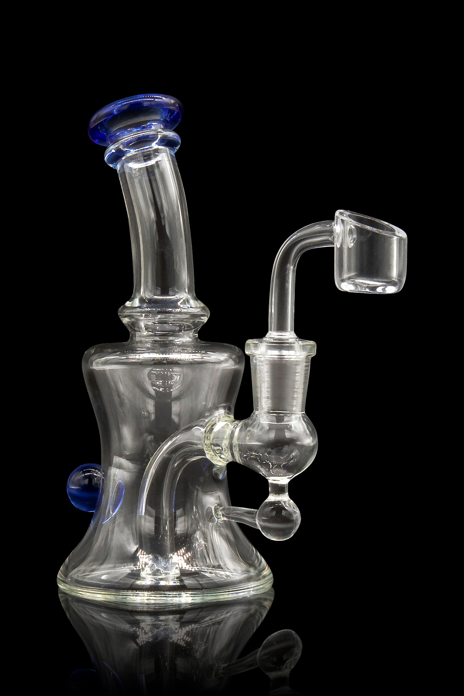 Blue Ball Marble-Studded Dab Rig with Colorful Accents