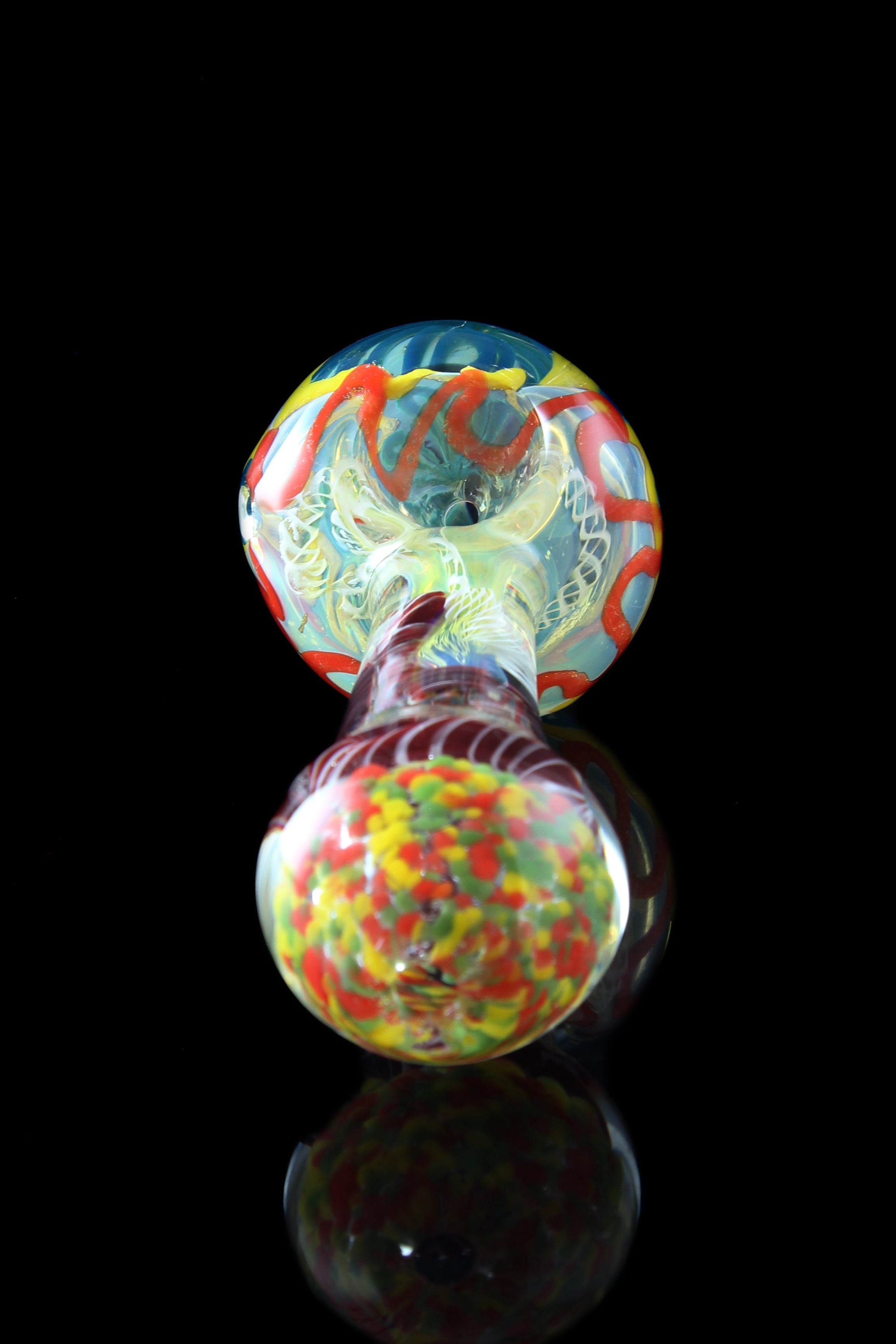 Stunning Trumpet Fume Colored Rasta Glass Spoon Pipe